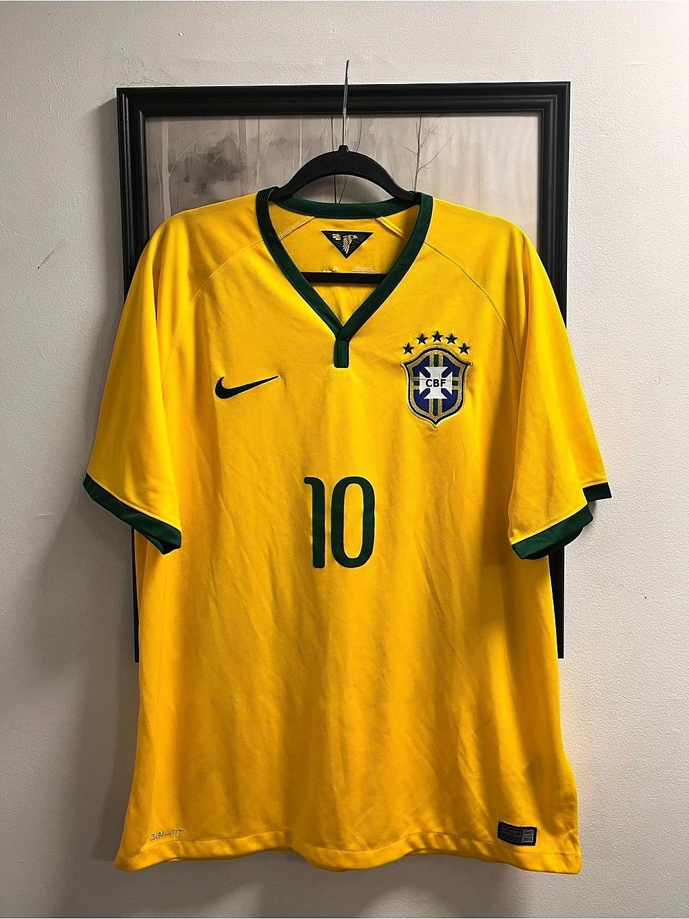 Nike Brazil 2014 Home World Cup Neymar Jr #10 authentic Jersey Men's